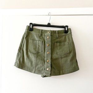 H2O Military Green Denim Skort with Pockets (S)